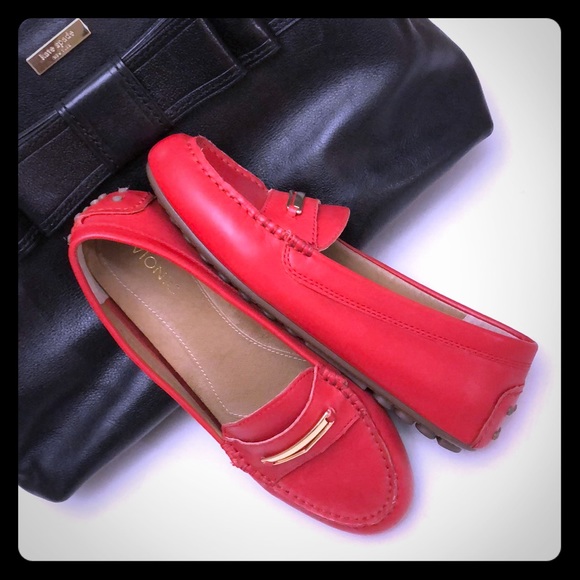 Vionic Shoes - VIONIC Sz 7 Red Leather Driving Shoe Loafers